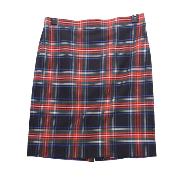 J.Crew Dresses & Skirts - J.Crew The Pencil Skirt Women 8 Black Red Plaid Wool Blend Knee Length Lined